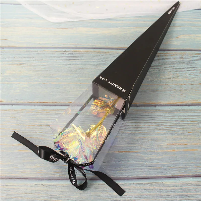 Galaxy Roos Eeuwig 24K Gouden Bloem - Folie Plastic Kunstmatige Rozen Valentijnsdag Cadeau Gouden Bloemen Bruiloft Decoratie