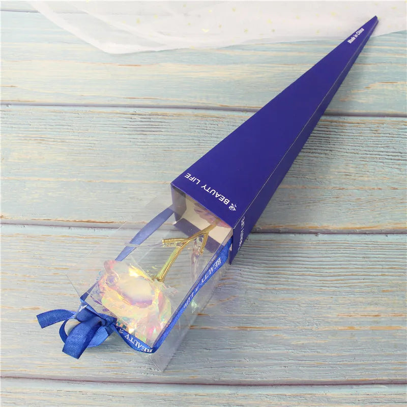 Galaxy Roos Eeuwig 24K Gouden Bloem - Folie Plastic Kunstmatige Rozen Valentijnsdag Cadeau Gouden Bloemen Bruiloft Decoratie