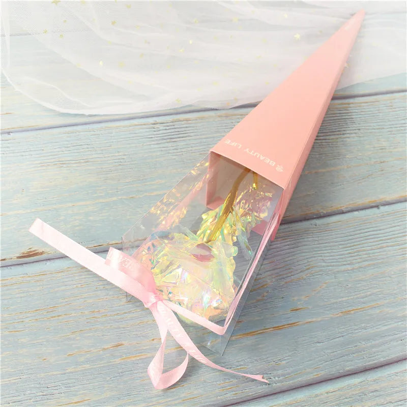 Galaxy Roos Eeuwig 24K Gouden Bloem - Folie Plastic Kunstmatige Rozen Valentijnsdag Cadeau Gouden Bloemen Bruiloft Decoratie