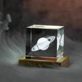 3D Maan Zonnestelsel Galaxy Model - Laser Gegraveerd Kristallen Glazen Kubus LED Nachtlampje Desktop Kamer Decoratie Cadeau
