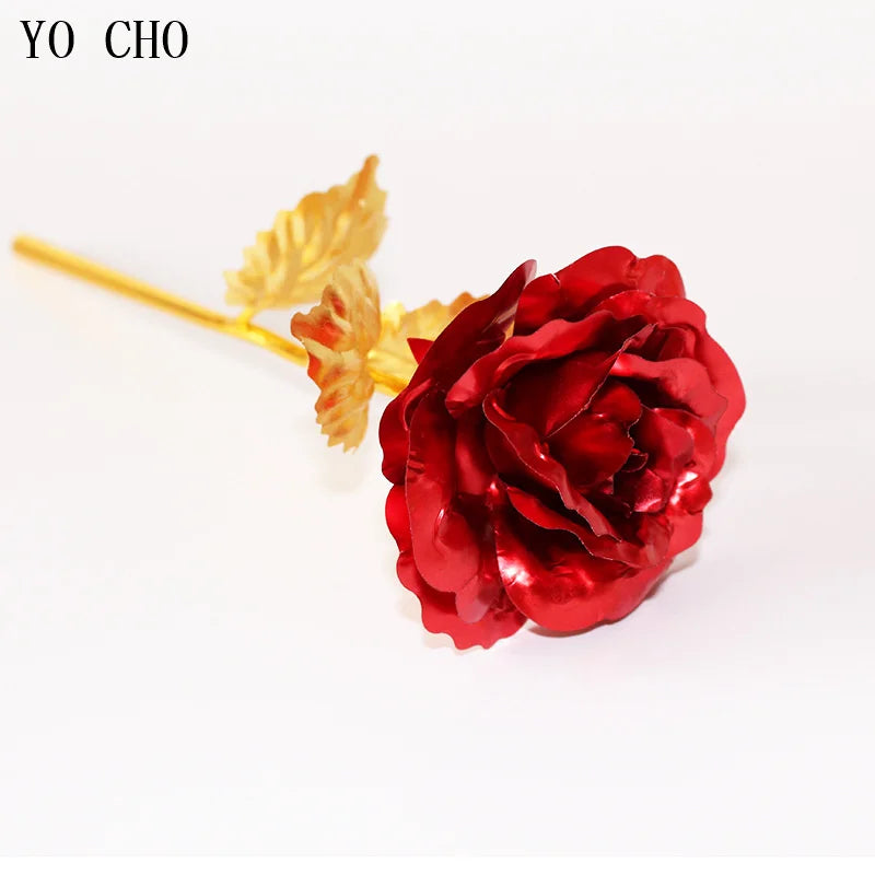 Galaxy Roos Eeuwig 24K Gouden Bloem - Folie Plastic Kunstmatige Rozen Valentijnsdag Cadeau Gouden Bloemen Bruiloft Decoratie