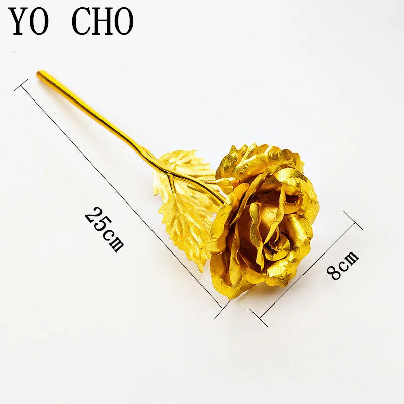 Galaxy Roos Eeuwig 24K Gouden Bloem - Folie Plastic Kunstmatige Rozen Valentijnsdag Cadeau Gouden Bloemen Bruiloft Decoratie