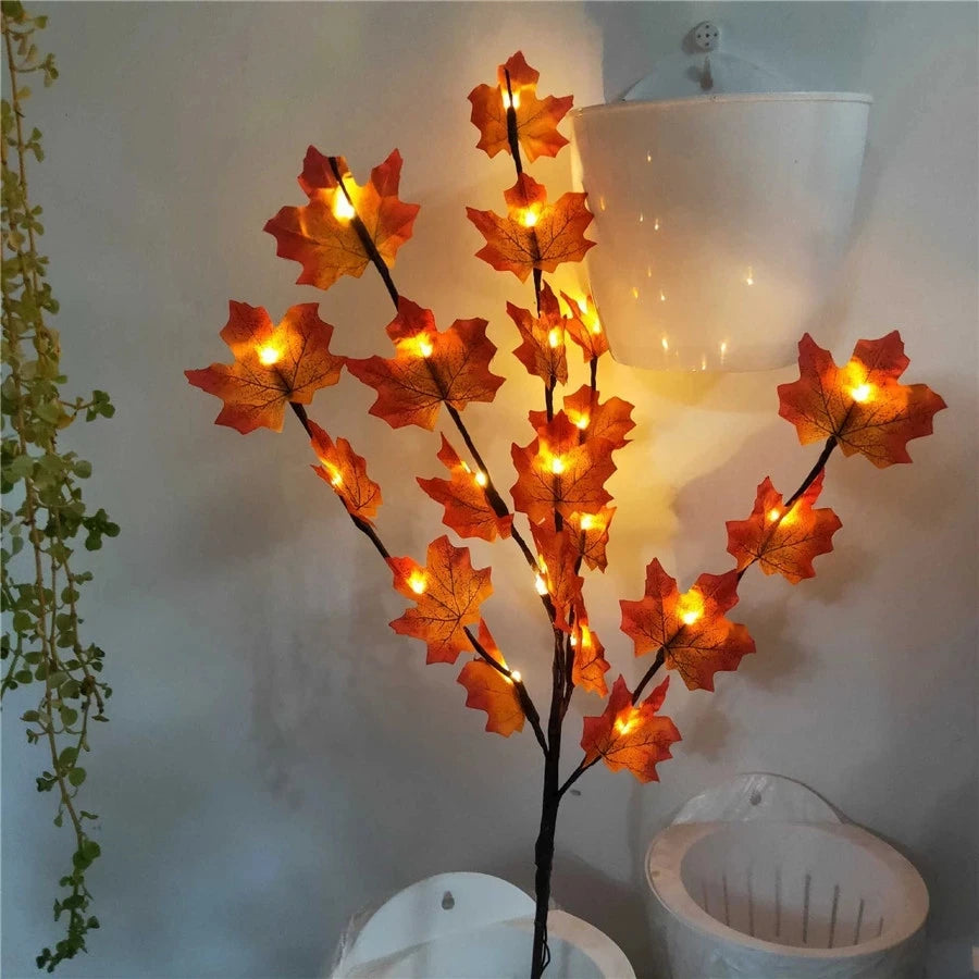 20 LEDs Esdoornblad Tak Lamp - 77cm Bureau Vaas Decoratie met Batterij