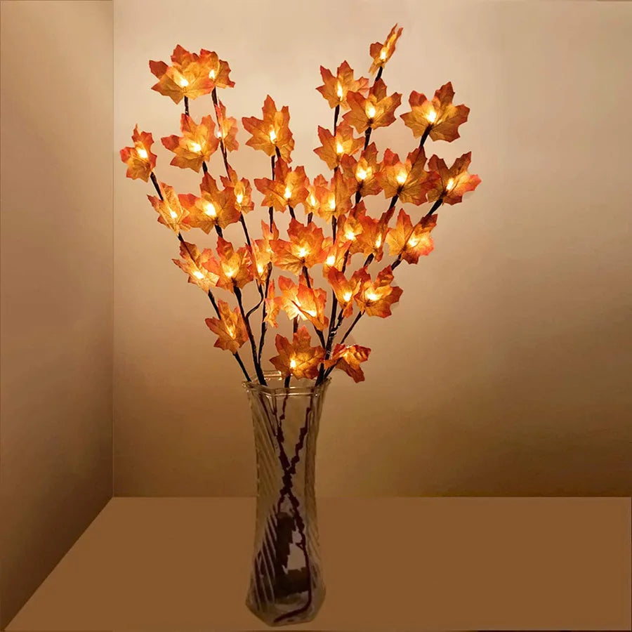 20 LEDs Esdoornblad Tak Lamp - 77cm Bureau Vaas Decoratie met Batterij