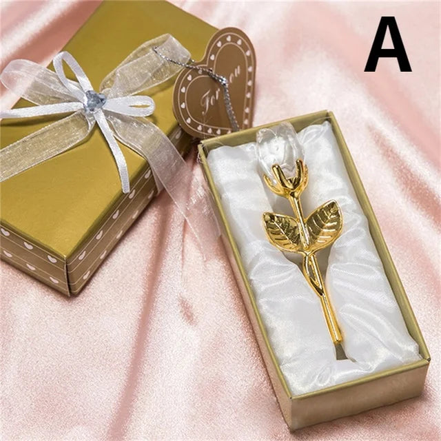 Kristallen Glazen Roos 6 Kleuren - Valentijnsdag Kerstmis Cadeau Souvenir Thuis Bruiloft Decoratie