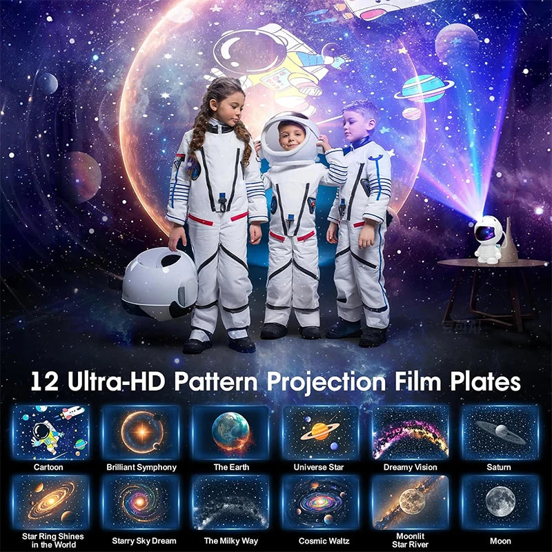 Astronaut Planetarium Projector met 12 Beeldschijven - Galaxy Nachtlampje LED Ruimte Decoratie