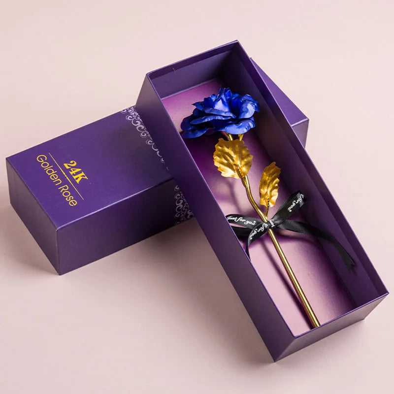 Kunstmatige 24k Vergulde Roos met Love Holder Doos - Cadeau voor Moederdag Valentijnsdag Verjaardag Jubileum