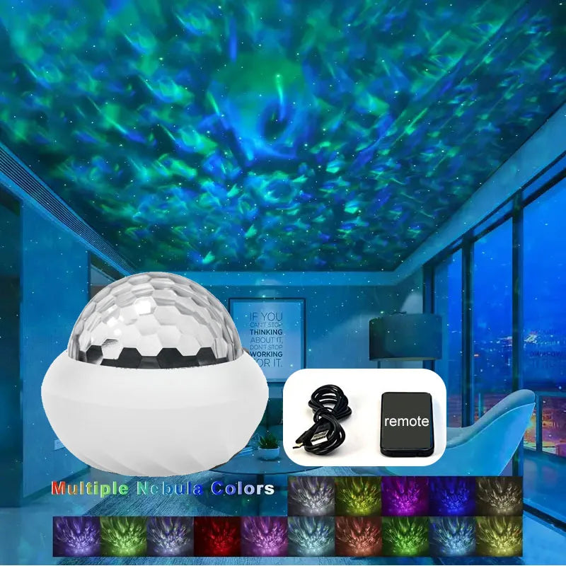 Northern Light Projector RGB - 360° Aurora Projectie Lamp met Afstandsbediening USB