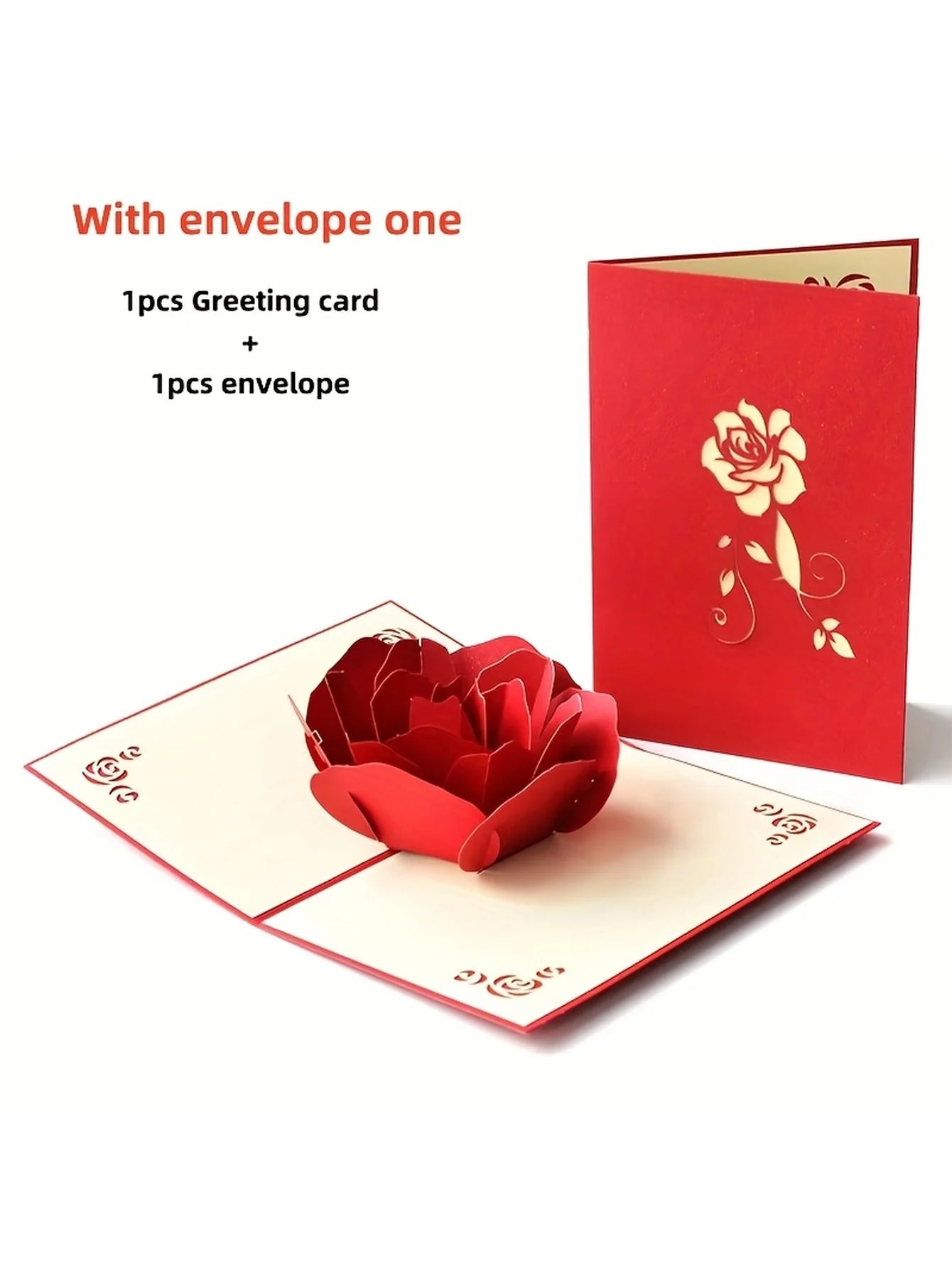 3D Pop-Up Verjaardagskaart met Roos - Perfect voor Jubileum Moederdag Bruiloft met Envelop