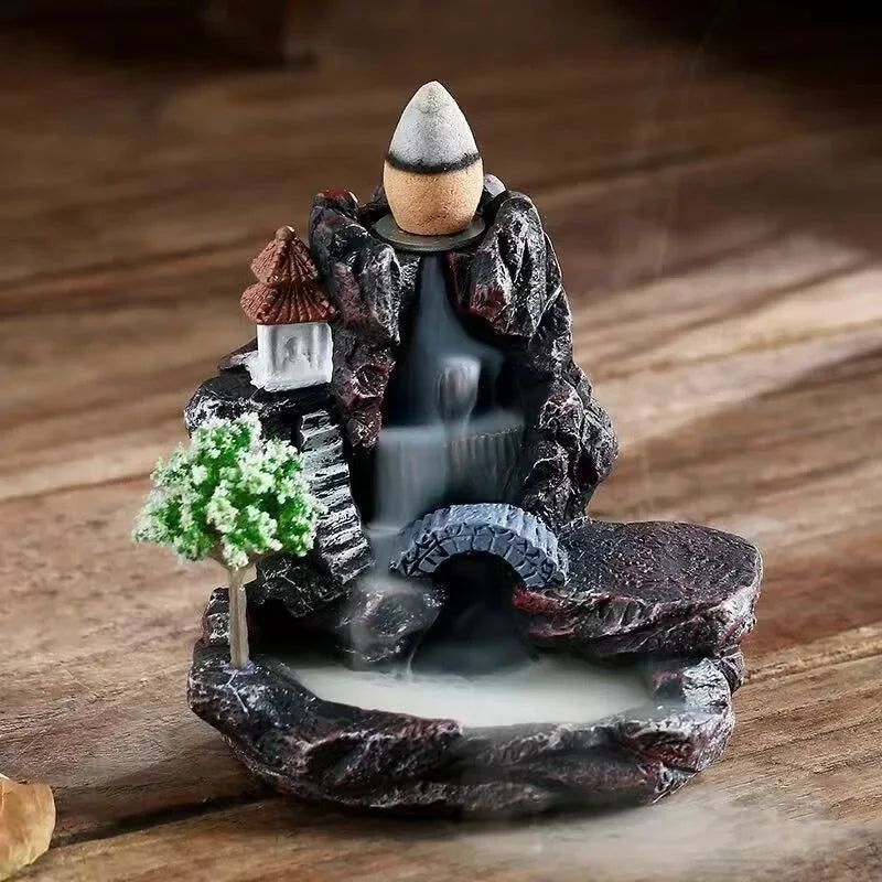 Backflow Wierook Houder Waterval Model 3 - Wierookbrander Thuis Decoratie Aromatherapie met Kegels