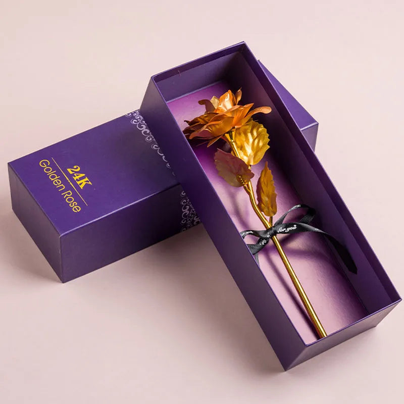Kunstmatige 24k Vergulde Roos met Love Holder Doos - Cadeau voor Moederdag Valentijnsdag Verjaardag Jubileum