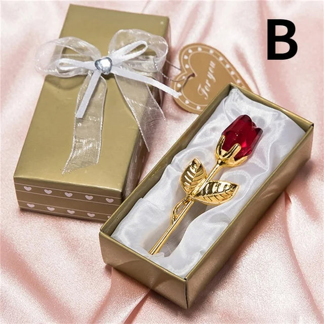 Kristallen Glazen Roos 6 Kleuren - Valentijnsdag Kerstmis Cadeau Souvenir Thuis Bruiloft Decoratie