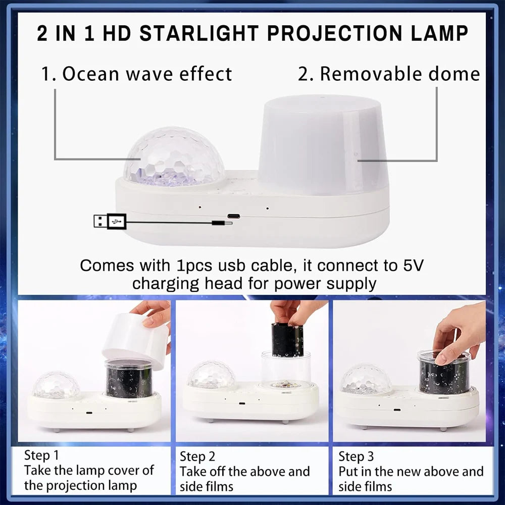 Ocean Wave Kwal Projector - 360° Roterende Nachtlampje voor Kinderkamer