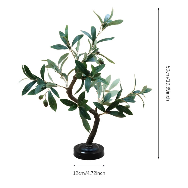 LED Tree Lights, Green Atmosphere Light, Battery Table lamps, for Indoor Living Room Bedroom Camping Summer Home Decor