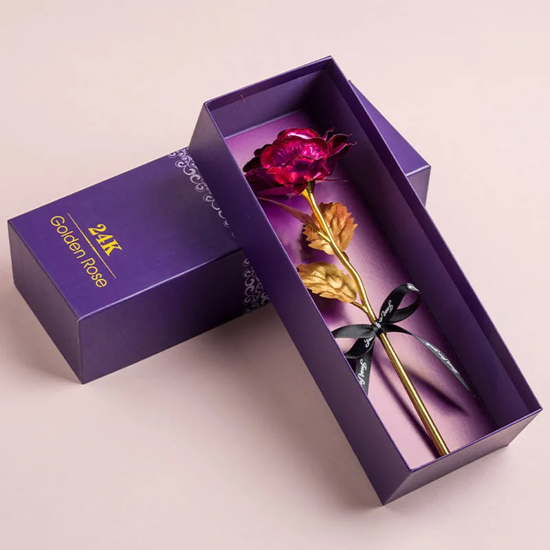Kunstmatige 24k Vergulde Roos met Love Holder Doos - Cadeau voor Moederdag Valentijnsdag Verjaardag Jubileum