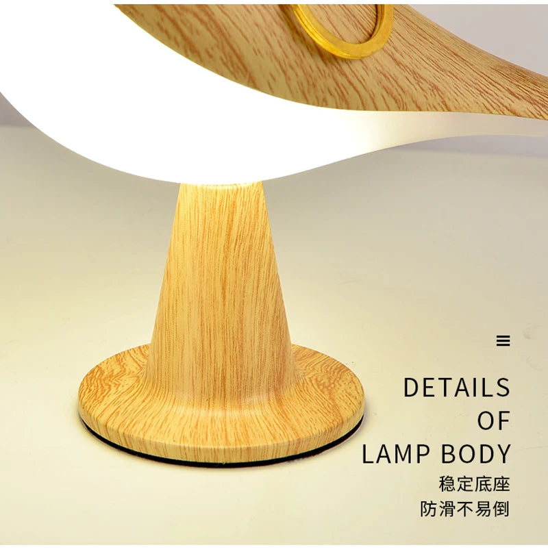 Houten Vogel Nachtlampje LED - 3 Kleuren Touch Schakelaar Oplaadbaar voor Slaapkamer Bureau Decoratie