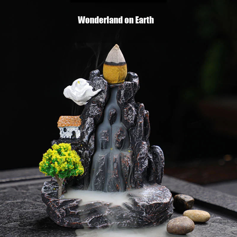 Backflow Wierook Houder Waterval - Wierookbrander Thuis Decoratie Aromatherapie met Wierook Kegels