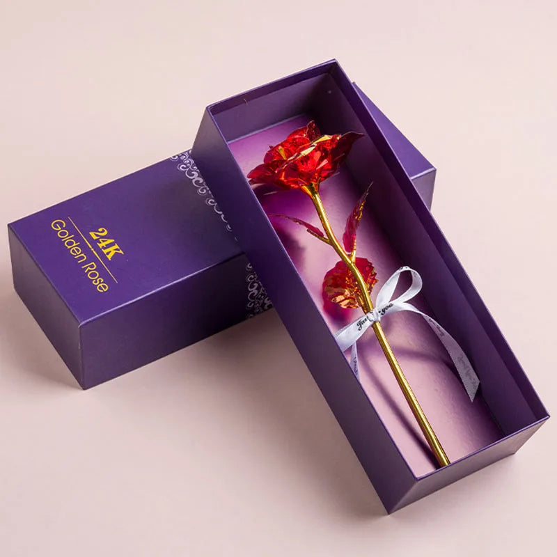 Kunstmatige 24k Vergulde Roos met Love Holder Doos - Cadeau voor Moederdag Valentijnsdag Verjaardag Jubileum