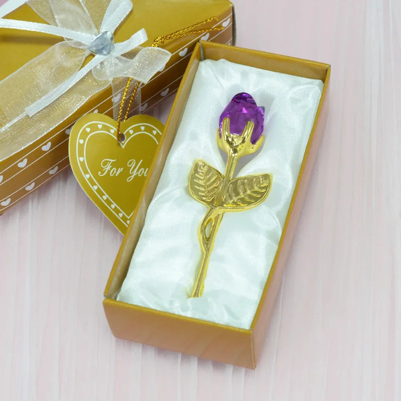 Kristallen Glazen Roos 10 Kleuren - Valentijnsdag Kerstmis Cadeau Souvenir Thuis Bruiloft Decoratie