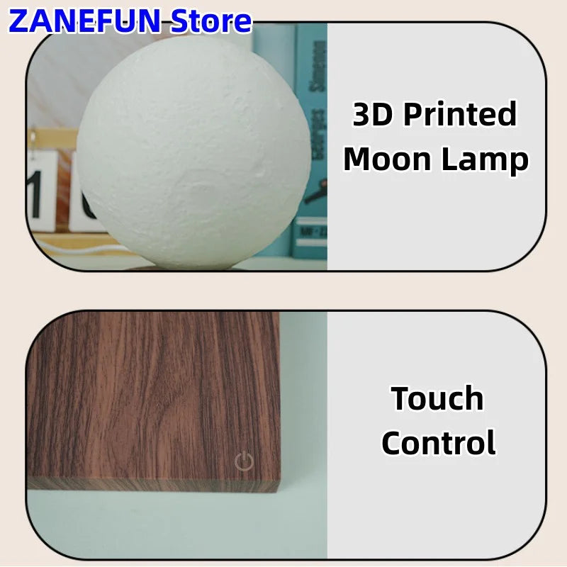 3D Painting Magnetic Levitating Moon Lamp Floating Moon Light LED Smart Desk Lamp Office Home Decor Creative Christmas Gift