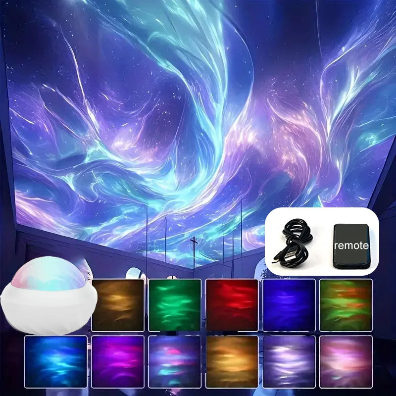 Northern Light Projector RGB - 360° Aurora Projectie Lamp met Afstandsbediening USB