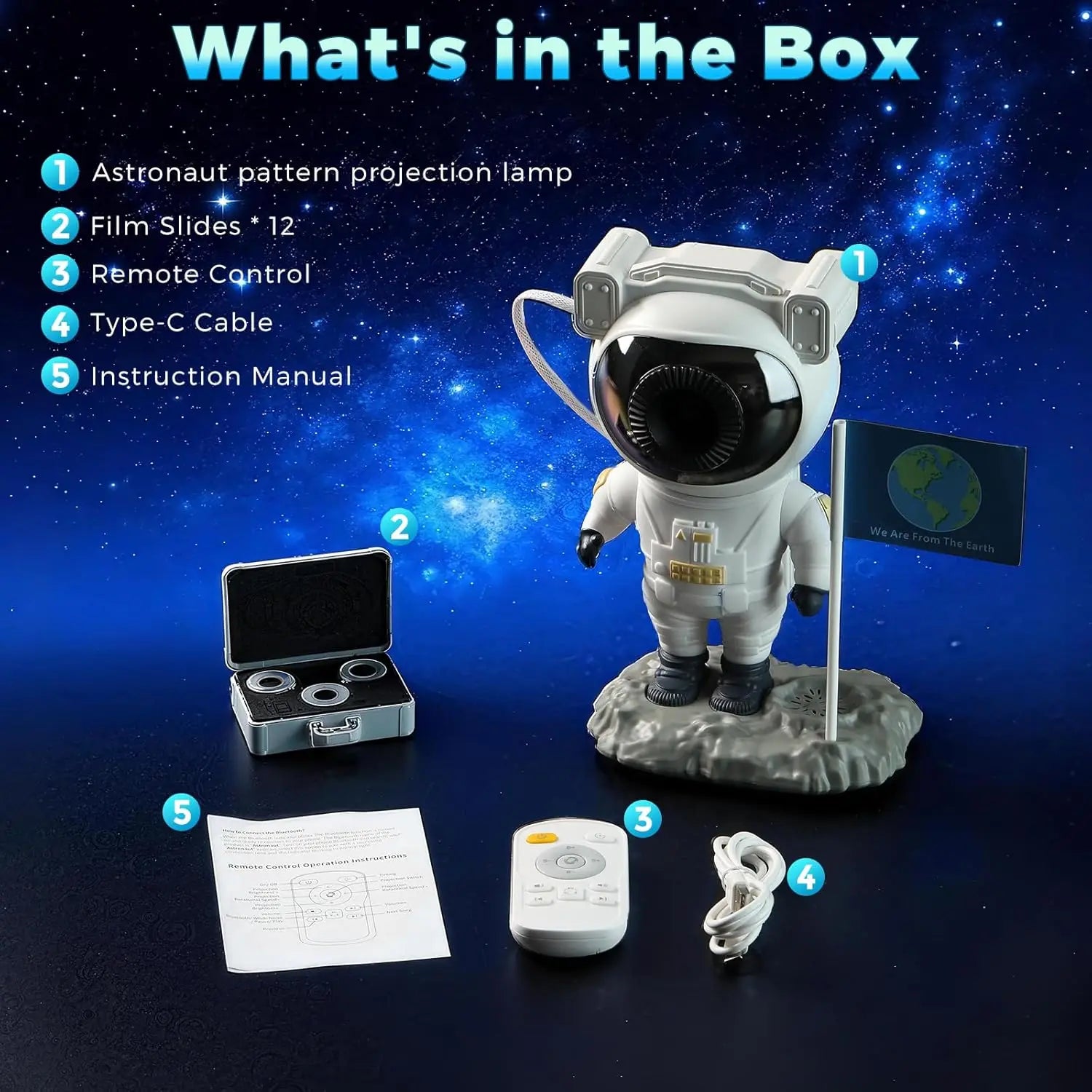 Astronaut Galaxy Projector met 12 Films - Planetarium Star Projector Bluetooth Speaker