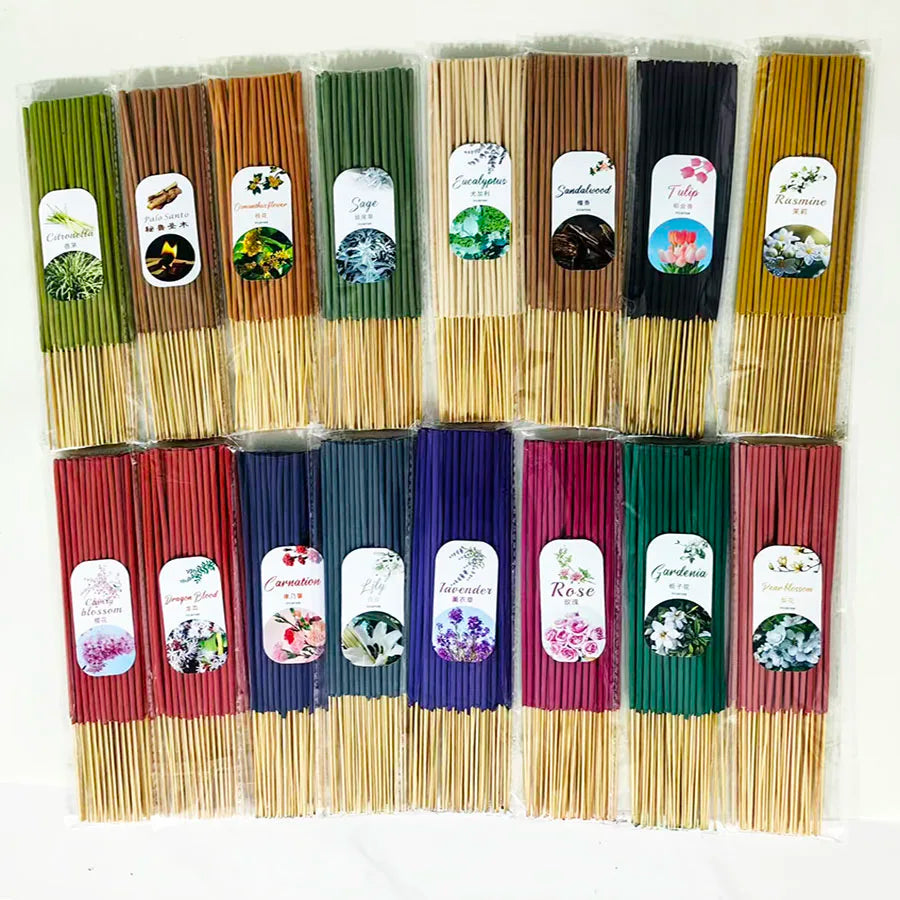 16 color multi flavor premium bamboo incense stick - long-lasting aroma, safe and non irritating, perfect for fishing, terrace t