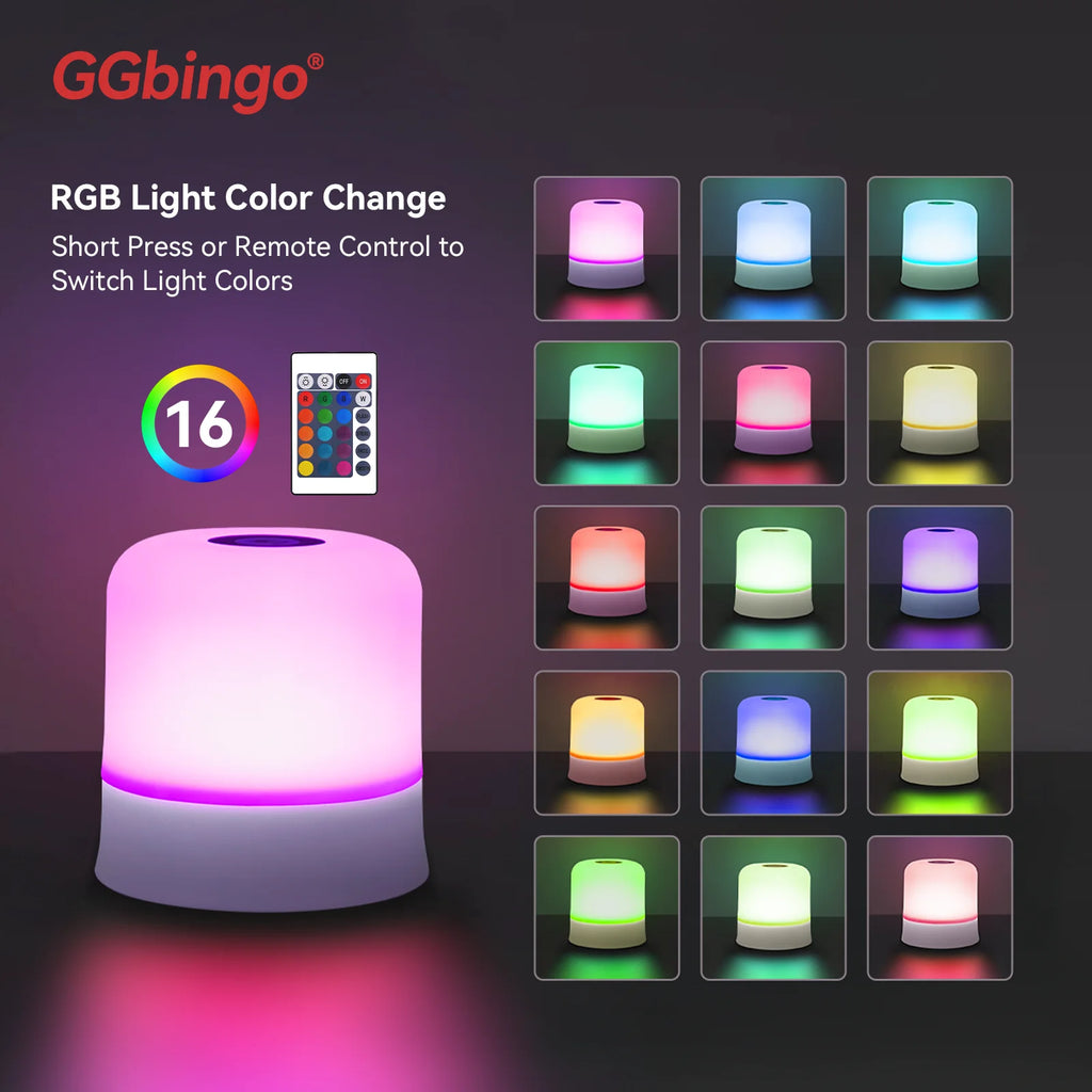 Touch Nachtlampje Oplaadbaar RGB - Dimbare Tafellamp met Afstandsbediening