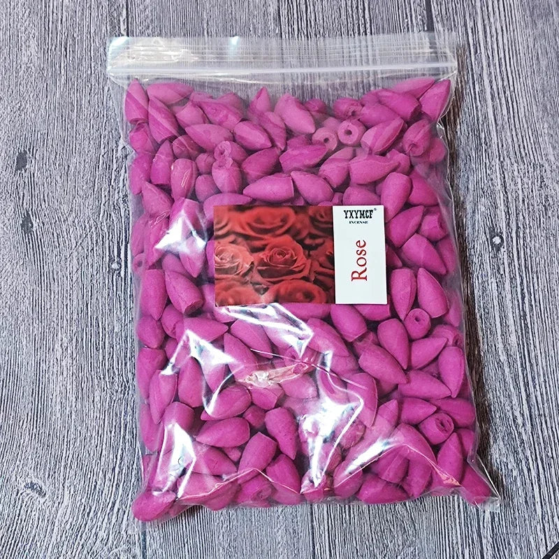 Natuurlijke Backflow Wierook Kegels 100g (60 Stuks) - Sandelhout Lavendel voor Reflux Wierook Brander Aromatherapie