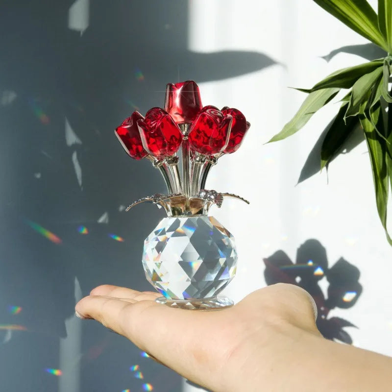 Eternal Rose Decorative Gift - Simulated Colored Crystal Rose Bundle, Suitable for Valentine's Day, Mother's Day & Anniversary