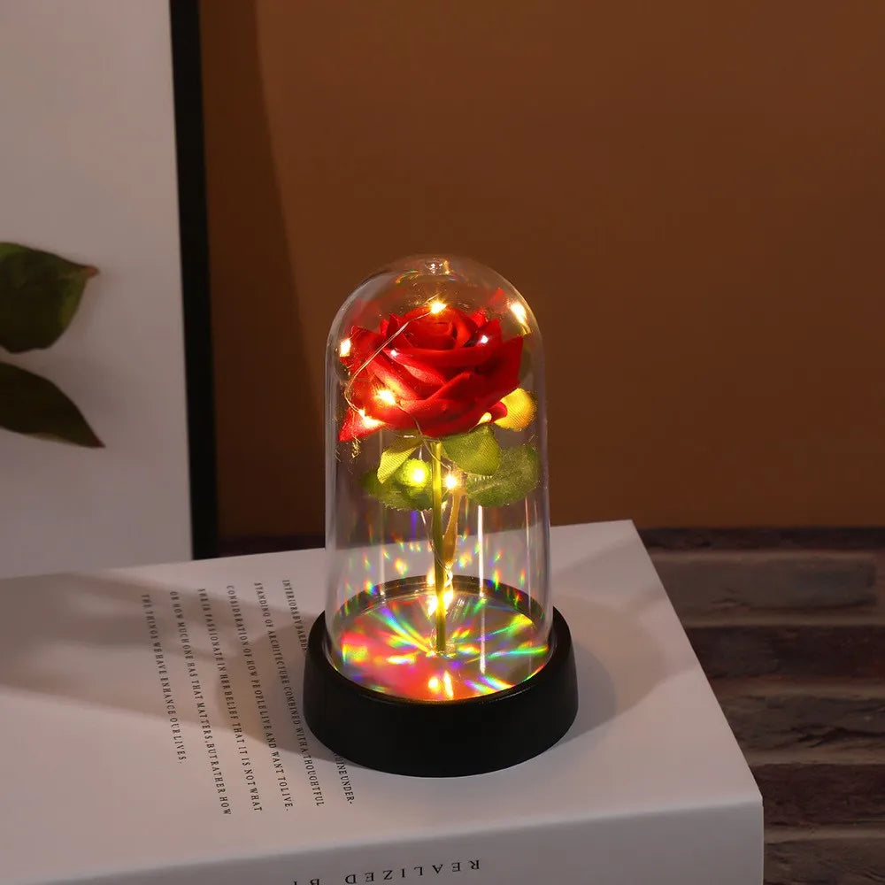 Eeuwige Roos Bloem Kleurrijk Lichtgevend Ornament - Cadeau voor Vrouwen Moeder Vriendin Vrouw Thuis Decoratie
