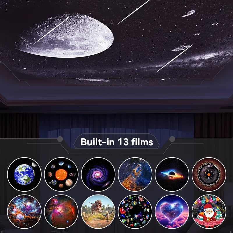 Galaxy Projector 12-in-1 met Meteor en 13 Ruimte Films - Planetarium Nachtlampje