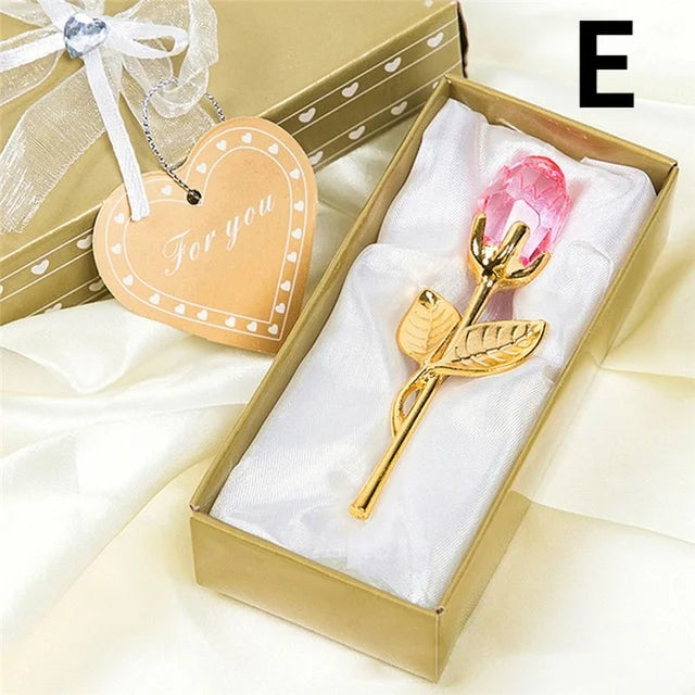 Kristallen Glazen Roos 6 Kleuren - Valentijnsdag Kerstmis Cadeau Souvenir Thuis Bruiloft Decoratie