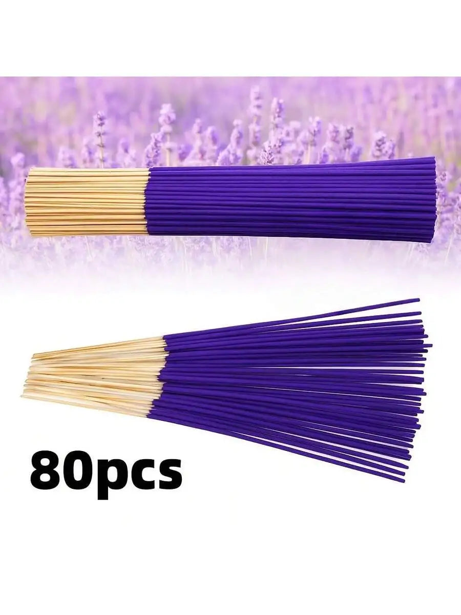 50/80pcs lavender incense sticks with long-lasting fragrance, suitable for families, yoga studios, and holiday gifts