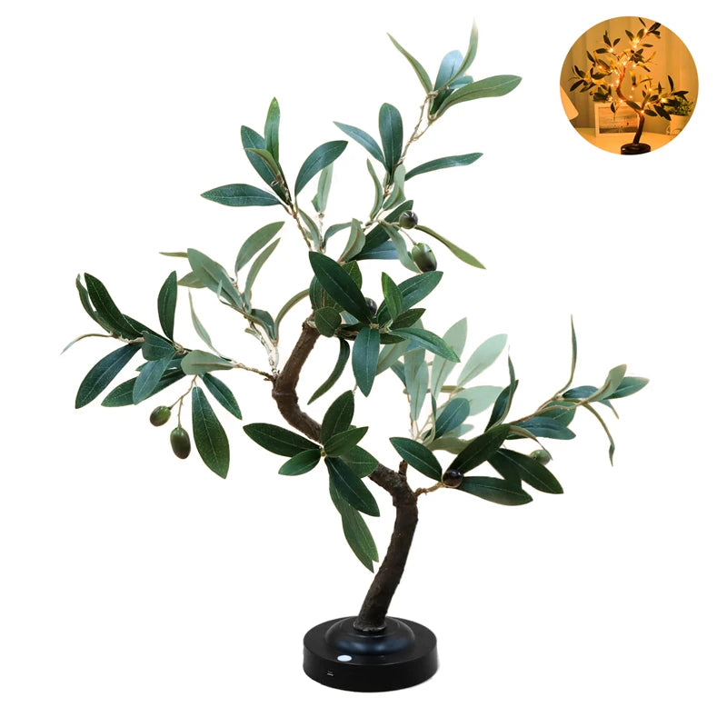 LED Tree Lights, Green Atmosphere Light, Battery Table lamps, for Indoor Living Room Bedroom Camping Summer Home Decor
