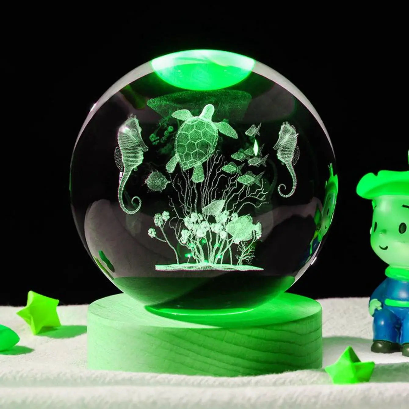 3D Zeeschildpad Kristallen Bol - Gesneden Nachtlampje Decoratie Cadeau