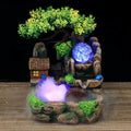 Tafel Waterval Rots Kamer - Met Atomizer & LED Bal Tuin Fontein RGB LED Verlichting Groene Plant