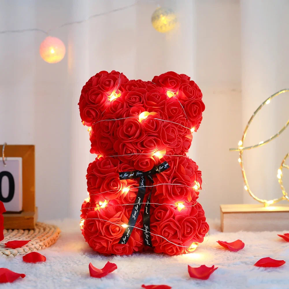 25cm Teddy Rozenbeer met Doos - Romantisch Valentijnsdag Cadeau voor Vriendin