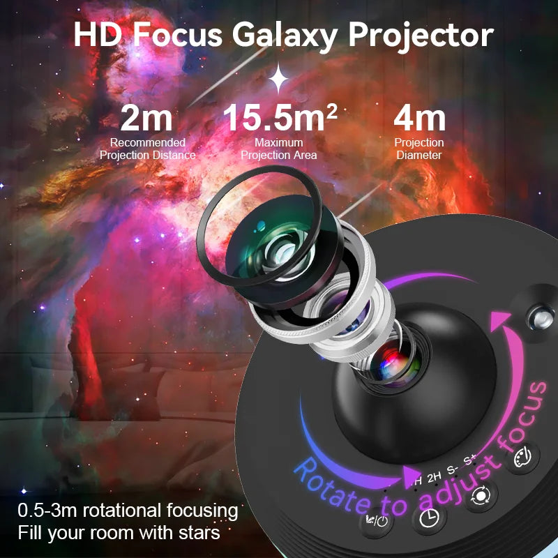 Galaxy Projector 12-in-1 met Meteor en 13 Ruimte Films - Planetarium Nachtlampje