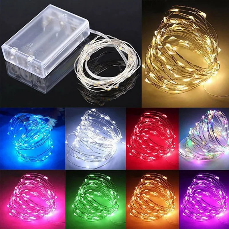 LED Fairy Lights Koperdraad - 1m 2m 3m 5m 10m Batterij Snoerverlichting voor Slaapkamer Tuin Bruiloft Decoratie