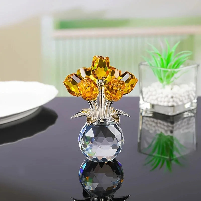Eternal Rose Decorative Gift - Simulated Colored Crystal Rose Bundle, Suitable for Valentine's Day, Mother's Day & Anniversary