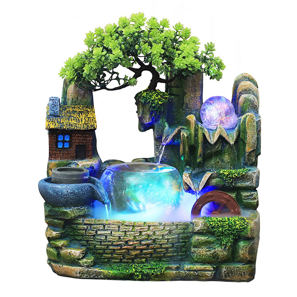 Waterval Fontein LED Tafel - Kamer Fontein Ornament met Verlichting Desktop Thuis Decoratie