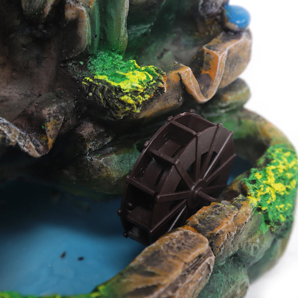 Tafel Waterval Rots Kamer - Met Atomizer & LED Bal Tuin Fontein RGB LED Verlichting Groene Plant
