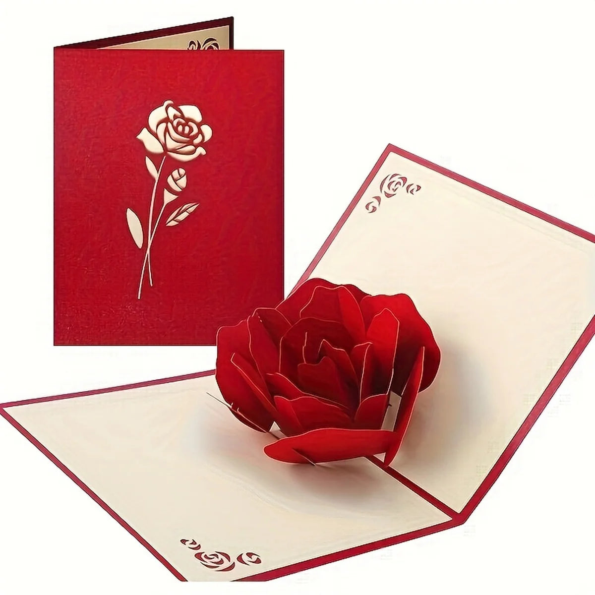 3D Pop-Up Verjaardagskaart met Roos - Perfect voor Jubileum Moederdag Bruiloft met Envelop