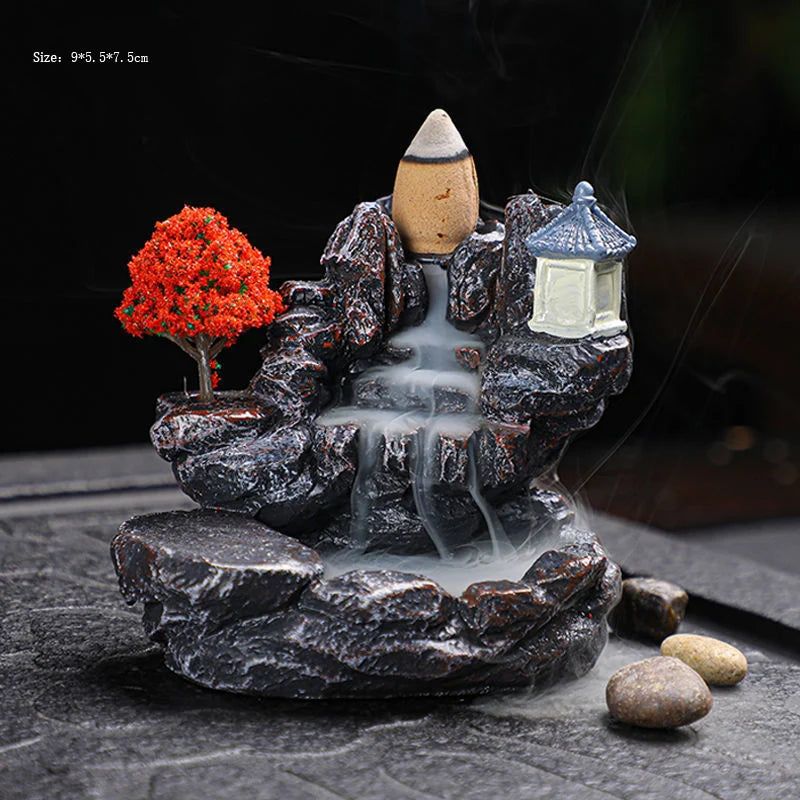 Backflow Wierook Houder Waterval - Wierookbrander Thuis Decoratie Aromatherapie met Wierook Kegels