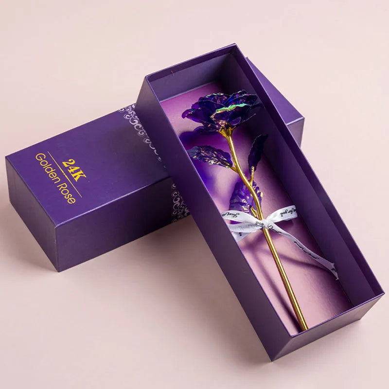 Kunstmatige 24k Vergulde Roos met Love Holder Doos - Cadeau voor Moederdag Valentijnsdag Verjaardag Jubileum