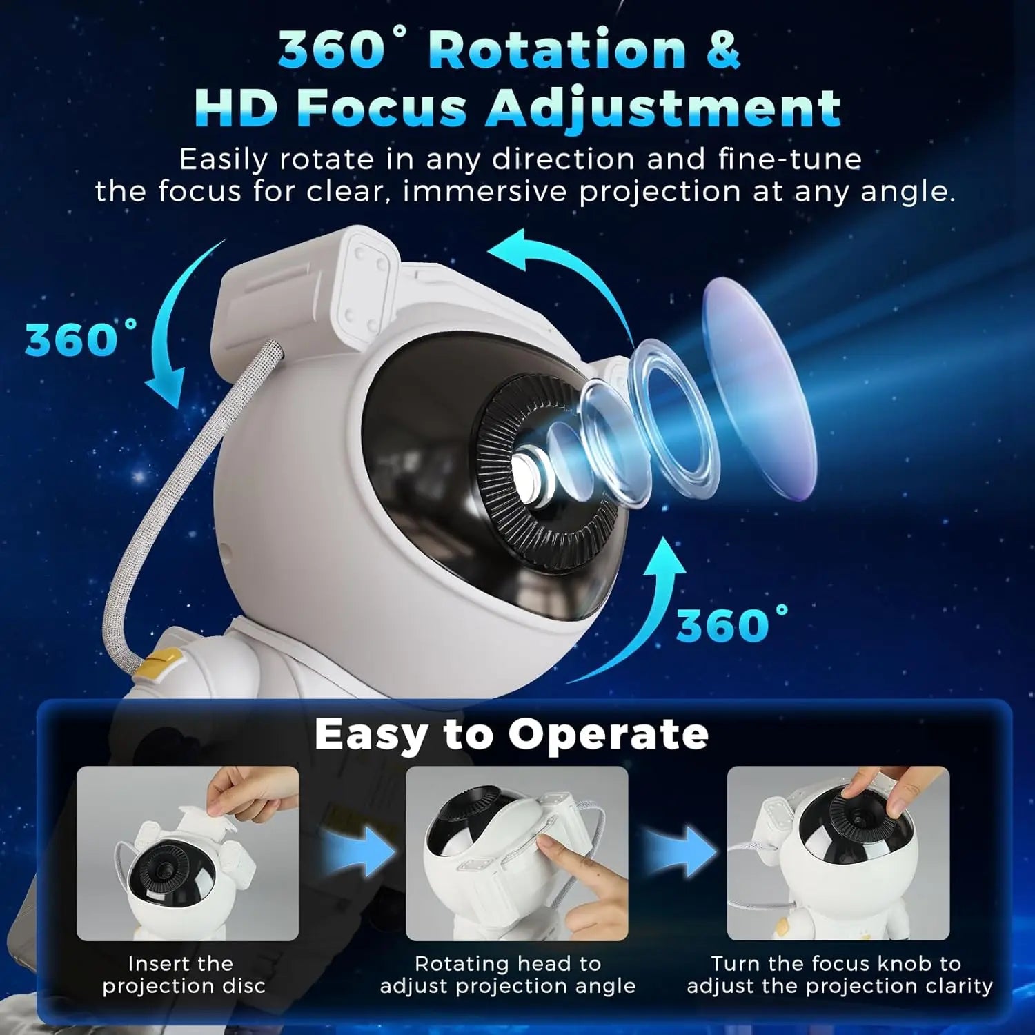 Astronaut Galaxy Projector met 12 Films - Planetarium Star Projector Bluetooth Speaker