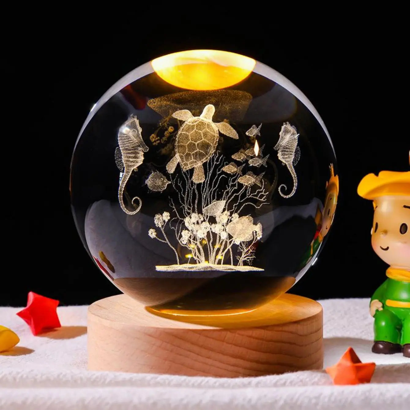 3D Zeeschildpad Kristallen Bol - Gesneden Nachtlampje Decoratie Cadeau
