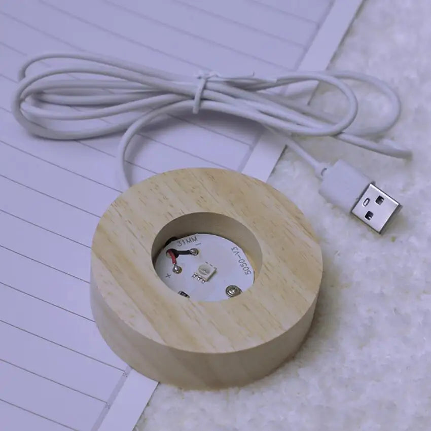 Kristallen Bol Nachtlampje - Laser Gegraveerd Verjaardagscadeau met Houten USB Basis