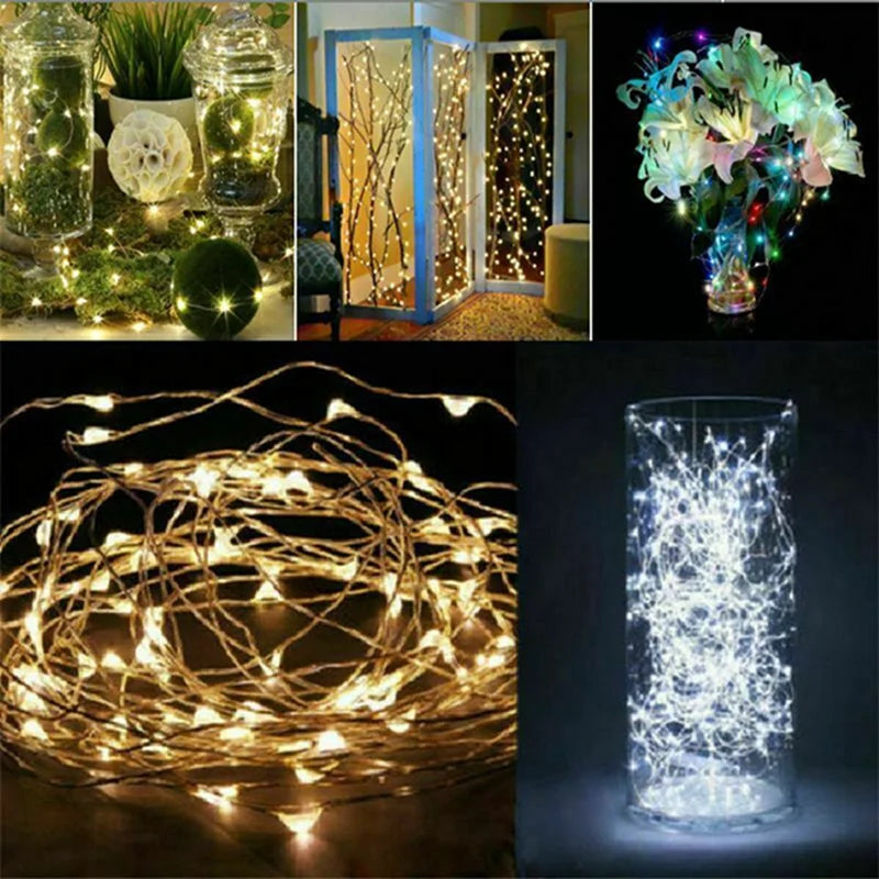 LED Fairy Lights Koperdraad - 1m 2m 3m 5m 10m Batterij Snoerverlichting voor Slaapkamer Tuin Bruiloft Decoratie